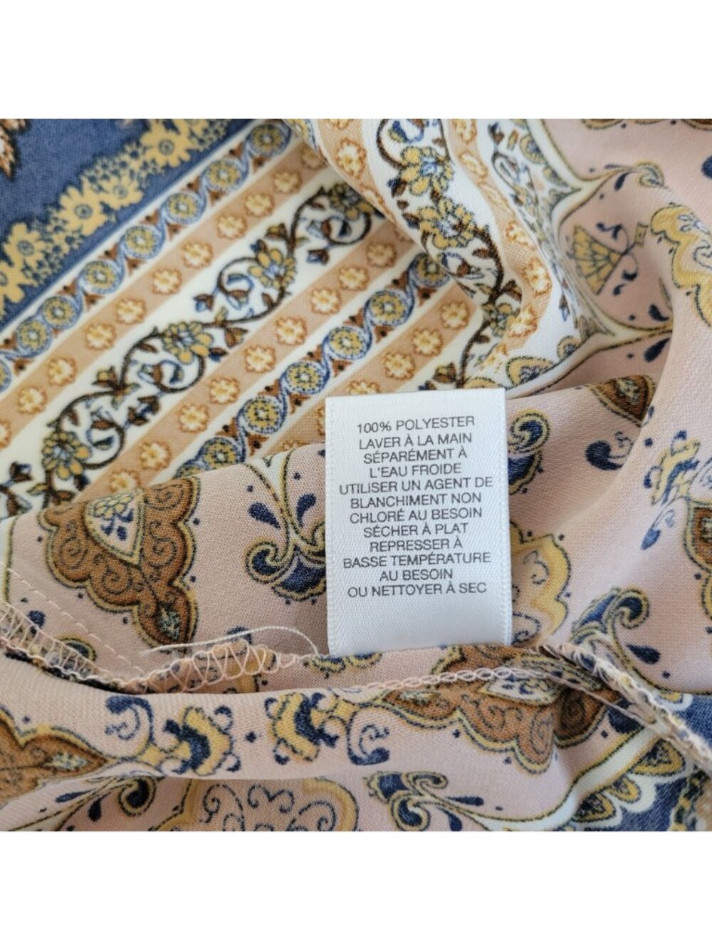 Design Lab Lord & Taylor Women's Paisley Kimono Cardigan Jacket Mustard/Navy Lar - Picture 6 of 6